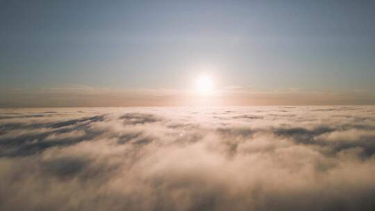 云端天空太阳照亮云层云雾航拍