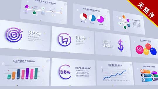 【多镜头】极简商务风格图表汇报AE视频素材教程下载