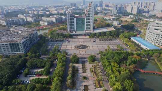 航拍福建江夏学院景观视频素材模板下载