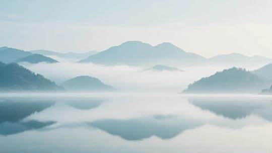 山水间云雾缭绕自然景观