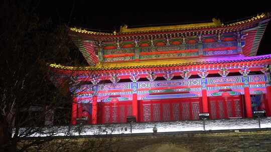 永年城 广府古城 夜景 灯光秀 古城街道