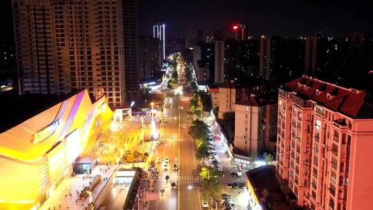 九江万达广场夜景移动延时，繁华的九江城