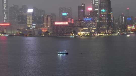香港维多利亚港 夜景航拍