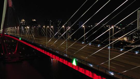 上海新冠疫情杨浦大桥夜景航拍