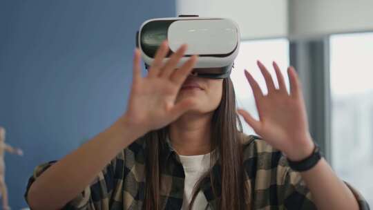 VR，耳机，办公室，女人