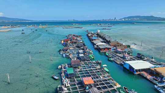 海南陵水疍家鱼排玻璃海海湾玻璃海航拍