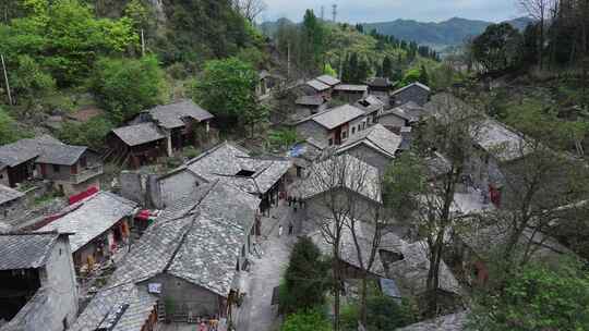 贵州安顺市云峰屯堡云山屯古村落航拍风光