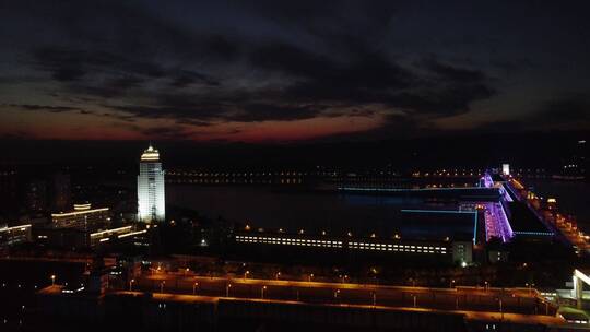 航拍武汉城市夜景