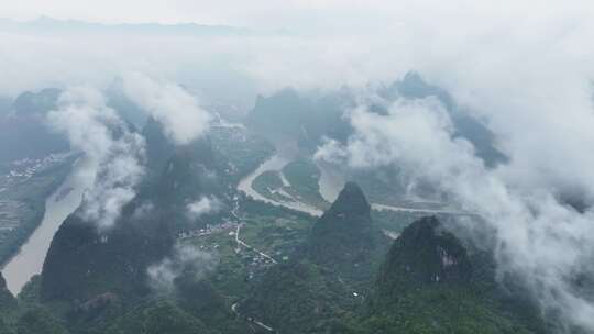 广西桂林阳朔风光中国山河航拍生态环境自然