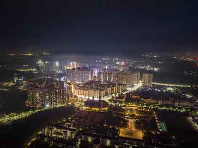 信宜市区夜景航拍延时，城市夜景延时航拍