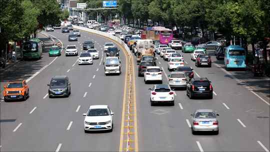 车水马龙的城市街道交通实况