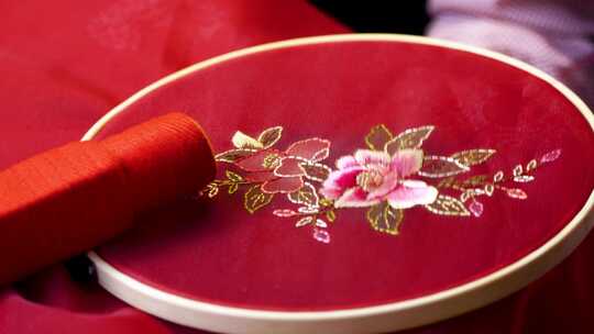 （合集）中国传统文化非遗手工刺绣牡丹花