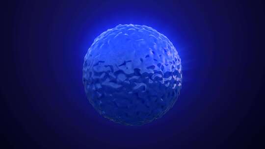 蓝色能量魔球圆形高科技数字虹彩液态金属变