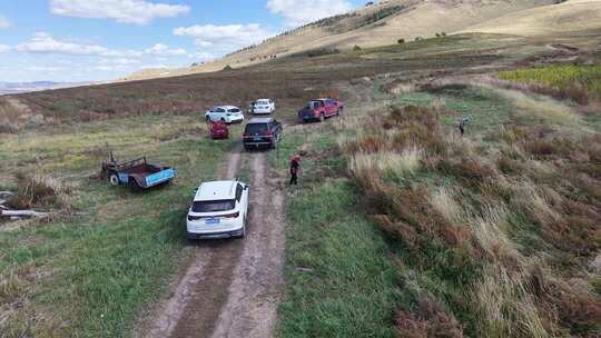草原上的汽车自驾队伍