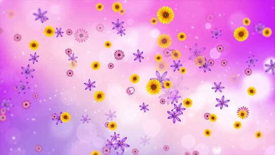 彩色模糊粒子与花背景循环V3