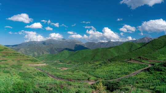 蓝天白云 延时 草原延时 高山草原