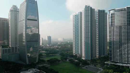 城市航拍菲律宾马尼拉摩天大楼公园地标建筑