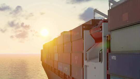大型集装箱货轮海上航行视频素材模板下载