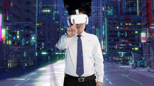 佩戴Vr虚拟现实智能眼镜体验元宇宙网络世