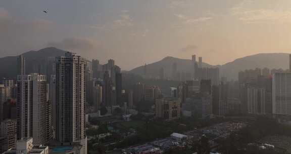 香港宝马山航拍香港CBD建筑