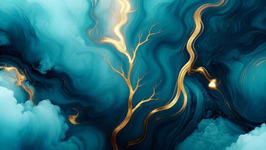 蓝金流动抽象艺术背景素材