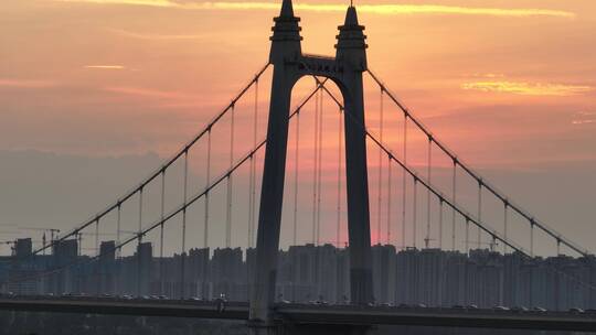 长沙三汊矶大桥日落视频素材模板下载