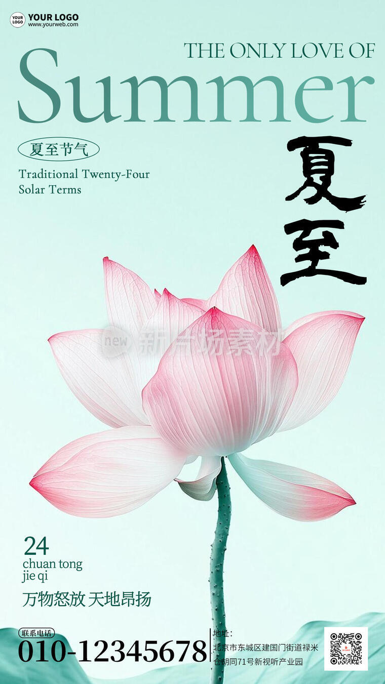 二十四节气夏至宣传简约海报