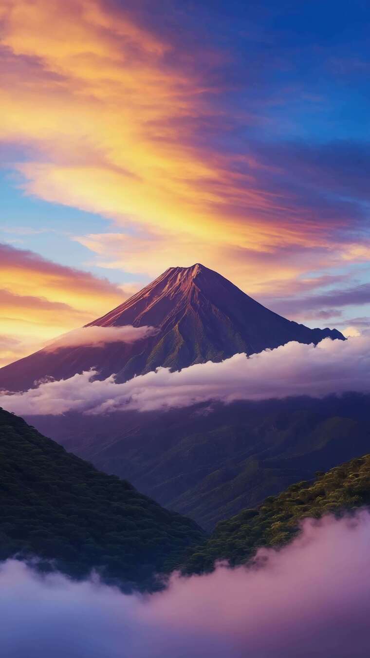 竖版视频壮丽山峰与绚烂云霞景观