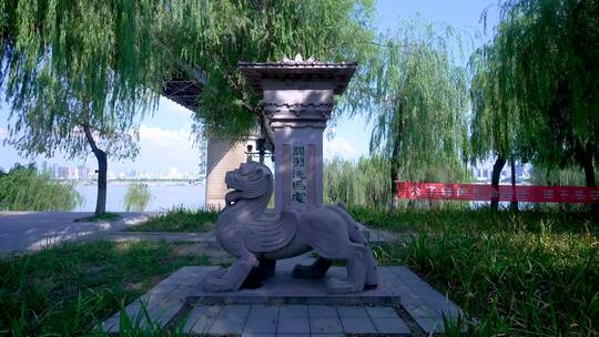 武汉汉阳江滩大禹神话园雕像4K视频合集视频素材模板下载