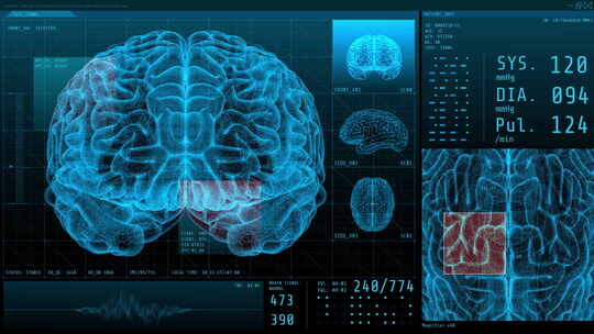 三维大脑和生命体征的统计数据神经学视频素材模板下载