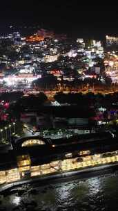 竖屏航拍福建厦门城市夜景