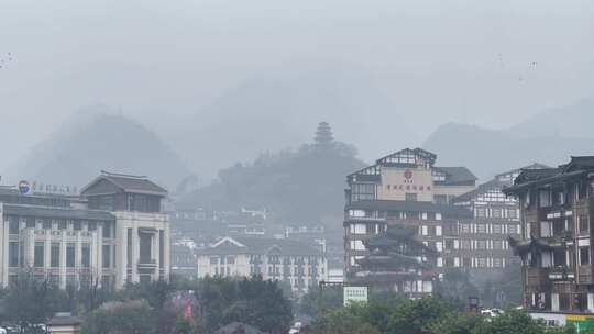 古镇建筑楼阁居民楼横移茅台镇中国酒文化城