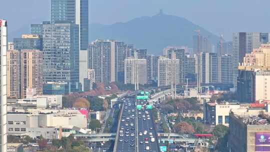 杭州城市高架路航拍4K