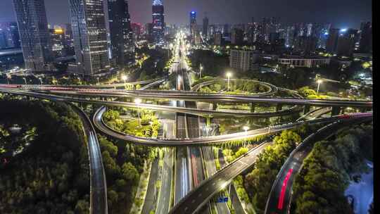 立交桥高架桥交通枢纽夜景车流延时