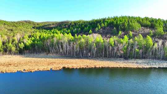 航拍内蒙古火山堰塞湖达尔滨湖