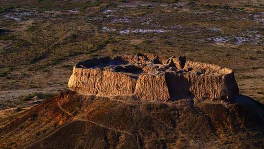 乌兹别克斯坦航拍日落自然风光景象