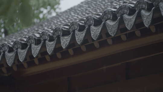 古建筑屋檐下雨 意境水滴 唯美屋檐雨滴视频素材模板下载