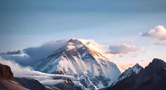 雪山云雾航拍高山山峰震撼延时山脉