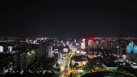 航拍四川泸州夜景泸州蜀泸大道夜景