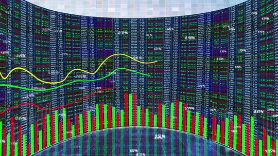 股票市场曲面大屏幕背景视频素材模板下载