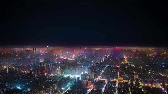 4K超清沈阳城市夜晚航拍夜景交通空境