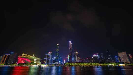 广州珠江夜景 珠江新城延时 城市中轴线