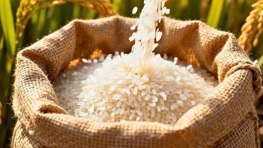 水稻稻谷大米米饭农业粮食丰收稻田乡村振兴