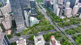 航拍深圳福田CBD城市天际线建筑群高清在线视频素材下载