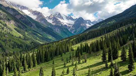山林雪山自然风光全景