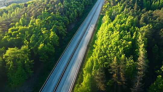 森林道路公路树木自然风景