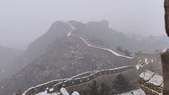 遮挡式无人金山岭下雪