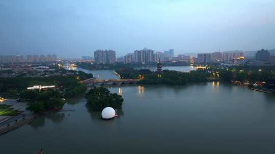 浙江嘉兴平湖东湖景区 李叔同纪念馆 夜晚