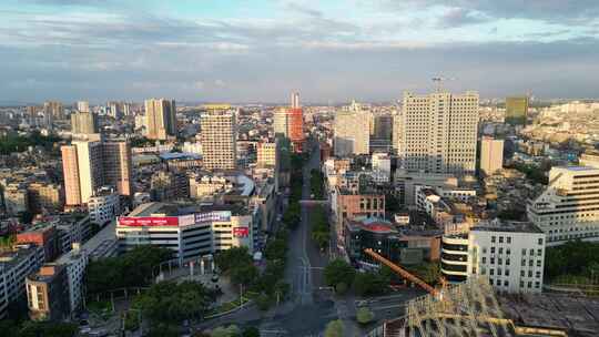 广西玉林建设玉林城站路航拍