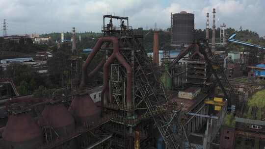 钢铁厂老厂区航拍视频素材模板下载